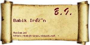 Babik Irén névjegykártya